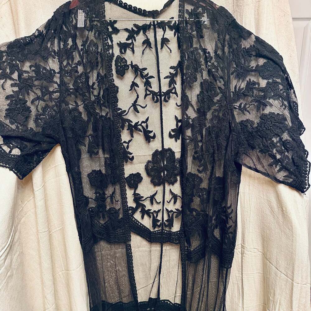 Womens Lace kimono Sheer Beach Long Coverup Whimsygoth witchy